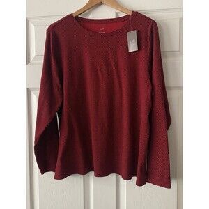 J.Jill long sleeve Pima Crew neck Tee in scarlet classic chevron size 2X NWT